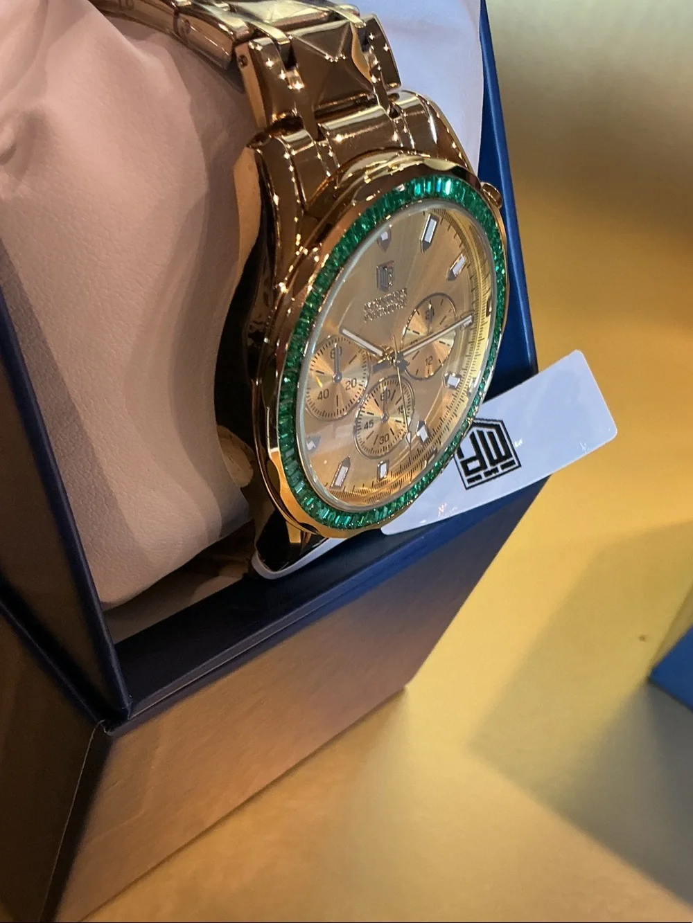 Invicta Gold Tone Watch with Green Bezel
